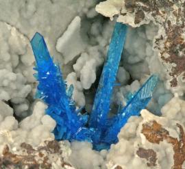 Pentagonite, Wagholi Quarry, Poona, Maharashtra, India. Pentagonite, Wagholi Quarry, Poona, Maharashtra, India. Fine crystals of Pentagonite. The Poona area in India is the only locality in the world for large pentagonite crystals. Field of view is approximately 3 cm wide. Photo by J. Jaszczak. (DM 27951)