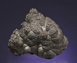 Goethite, Jackson Mine, Negaunee, Michigan.  Goethite, Jackson Mine, Negaunee, Michigan. Iron miners gave a variety of names to various styles of ore from the mines. This style is known as “blackberry ore”. Specimen 7 cm wide. Photo by G. Robinson. (DM 11239)