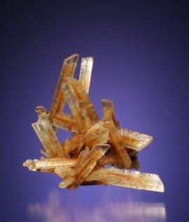 Gypsum, Bristol Mine, Crystal Falls, Michigan.  Gypsum, Bristol Mine, Crystal Falls, Michigan. An attractive gypsum crystal group. These crystals grew in only a few years during a hiatus in mining at the Bristol Mine. Specimen 5 cm tall. Photo by G. Robinson. (DM 27494)