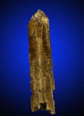 Kainosite-Y, Bicroft Mine, Ontario, Canada.  Kainosite-Y, Bicroft Mine, Ontario, Canada. A very large crystal for this very rare species. It is among the largest and finest known crystals of the species. Donor: E. W. Heinrich. Specimen 3.5 cm tall. Photo by C. Stefano. (DM 23267)