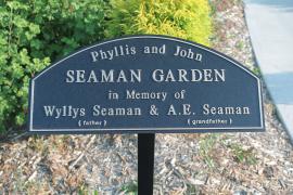 Entrance sign to the Phyllis and John Seaman Garden